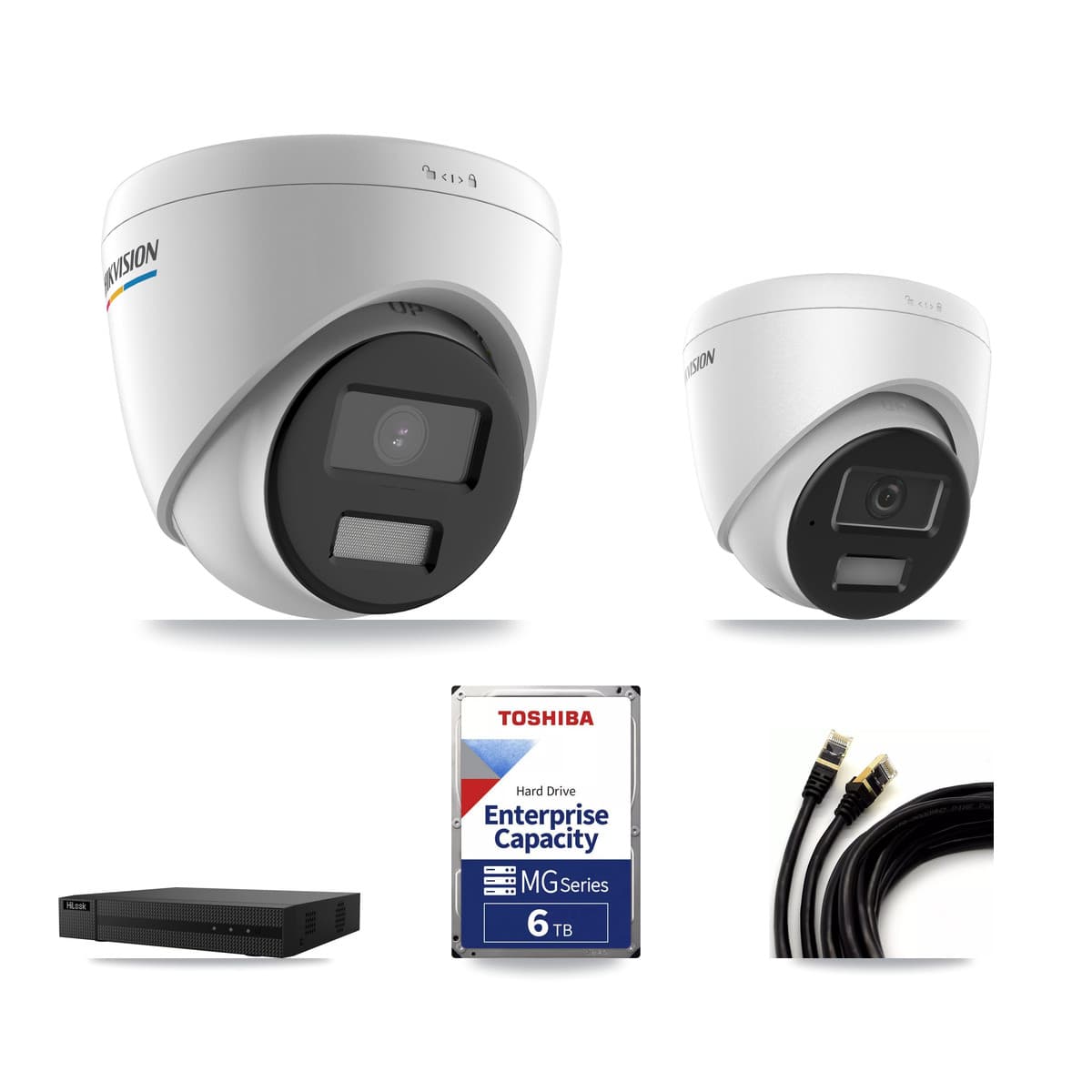 Hikvision & HiLook 8-Channel 2MP – 4MP CCTV Kit — 7 2MP + 1 4MP Turret Cameras + 6TB Recording (NVR-108MH-D Recorder)