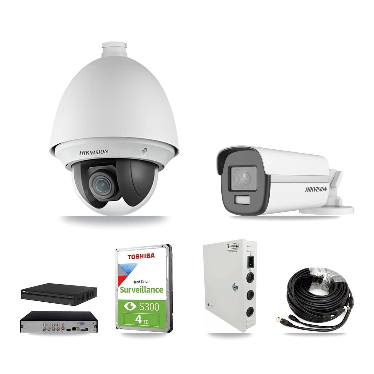Hikvision & Prolux 8-Channel 2MP – 4K CCTV Kit — 2 2MP PTZ + 1 4K Bullet Cameras + 4TB Recording (PXD-5108HS Recorder) - Image 1