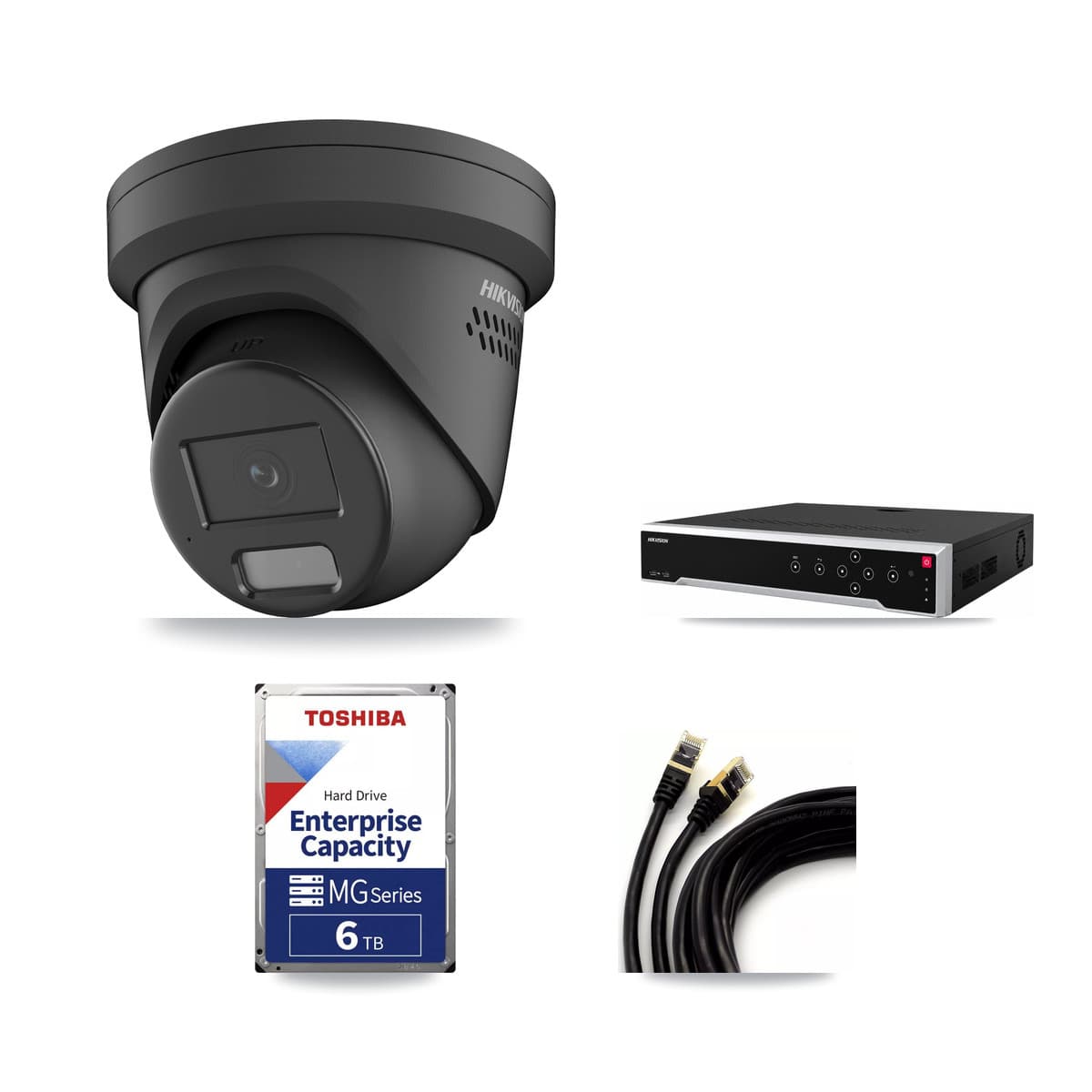 Hikvision 32-Channel 4MP CCTV Kit — 13 Black Turret Cameras + 3× 6TB Recording