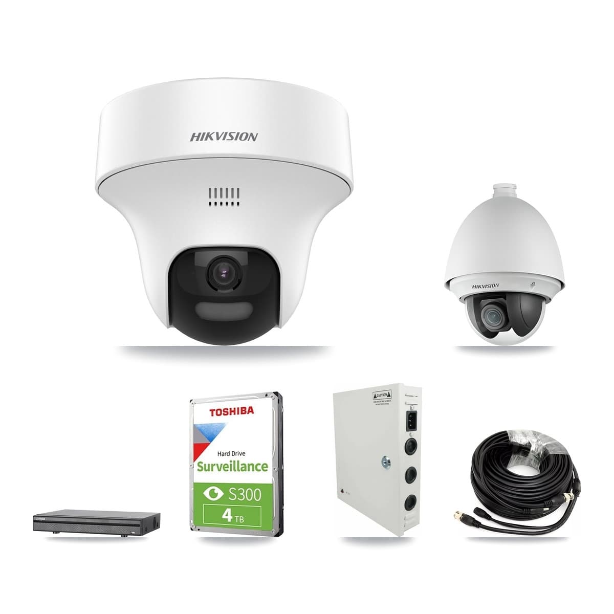 Hikvision & Dahua 8-Channel 2MP – 5MP CCTV Kit — 1 DS-2AE4225T 2MP PTZ + 2 DS-2CE70K0T 5MP Turret Cameras + 4TB Recording (DH-XVR5108H Recorder) - Image 1