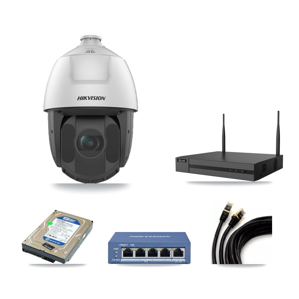 Hikvision & HiLook 4-Channel 2MP CCTV Kit — 2 PTZ Cameras + 500GB Recording - Image 1