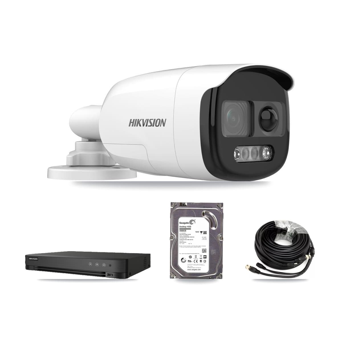Hikvision 8-Channel 5MP CCTV Kit — 1 DS-2CE12KF3T Bullet Camera + 2TB Recording (IDS-7208HQHI Recorder)