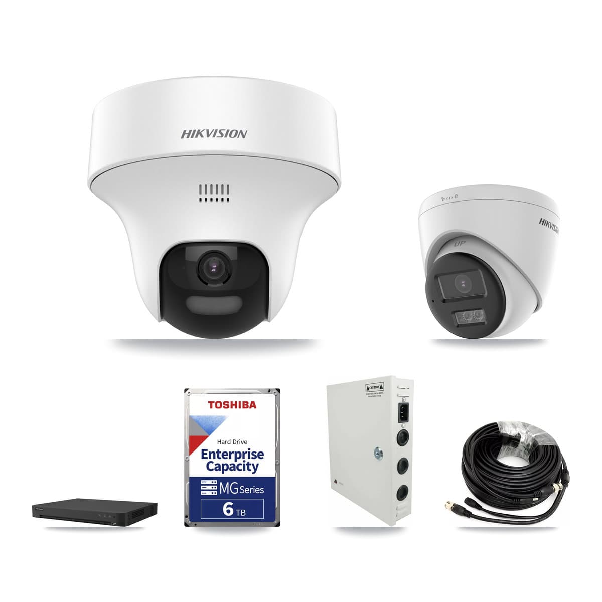 Hikvision 32-Channel 5MP CCTV Kit — 9 DS-2CE70K0T + 9 DS-2CE78K0T Turret Cameras + 6TB Recording (IDS-7232HQHI Recorder)