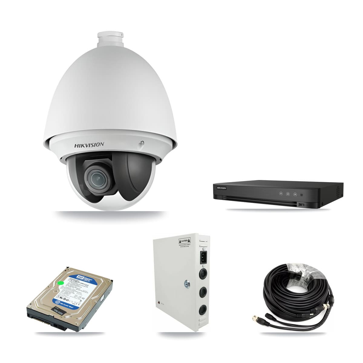Hikvision 4-Channel 2MP CCTV Kit — 3 PTZ Cameras + 500GB Recording (IDS-7204HUHI Recorder)
