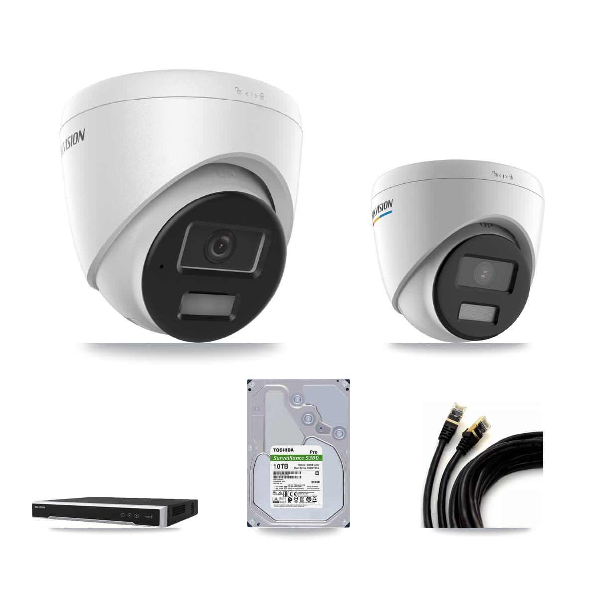 Hikvision 16-Channel 2MP – 4MP CCTV Kit — 1 2MP + 7 4MP Turret Cameras + 10TB Recording