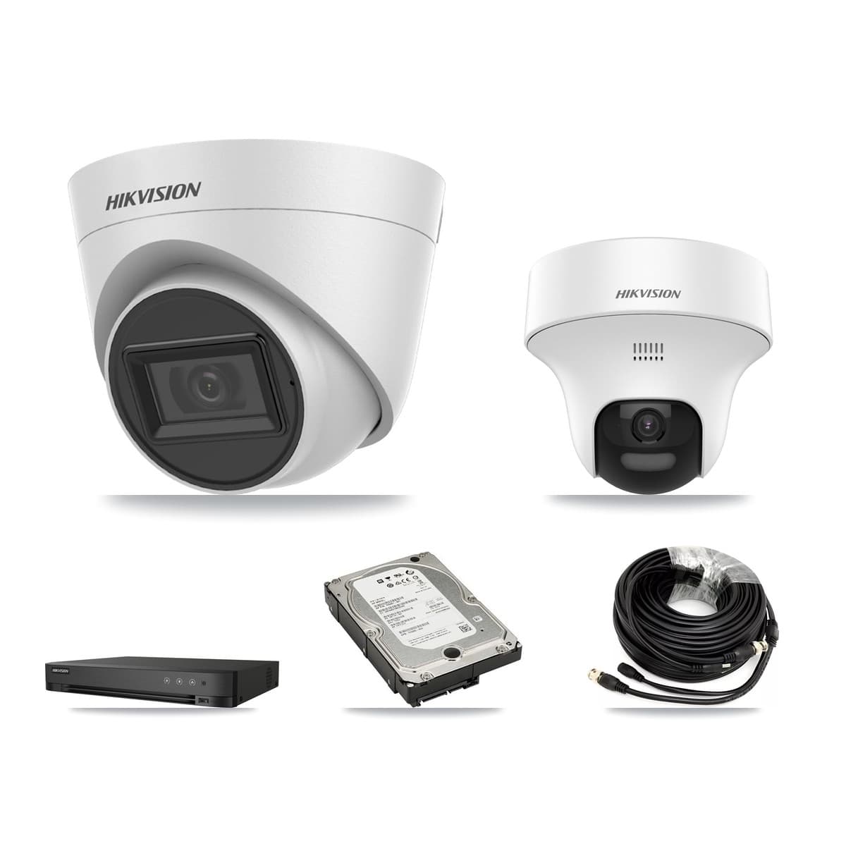 Hikvision 4-Channel 5MP CCTV Kit — 1 DS-2CE70K0T + 3 DS-2CE78H0T Turret Cameras + 5TB Recording