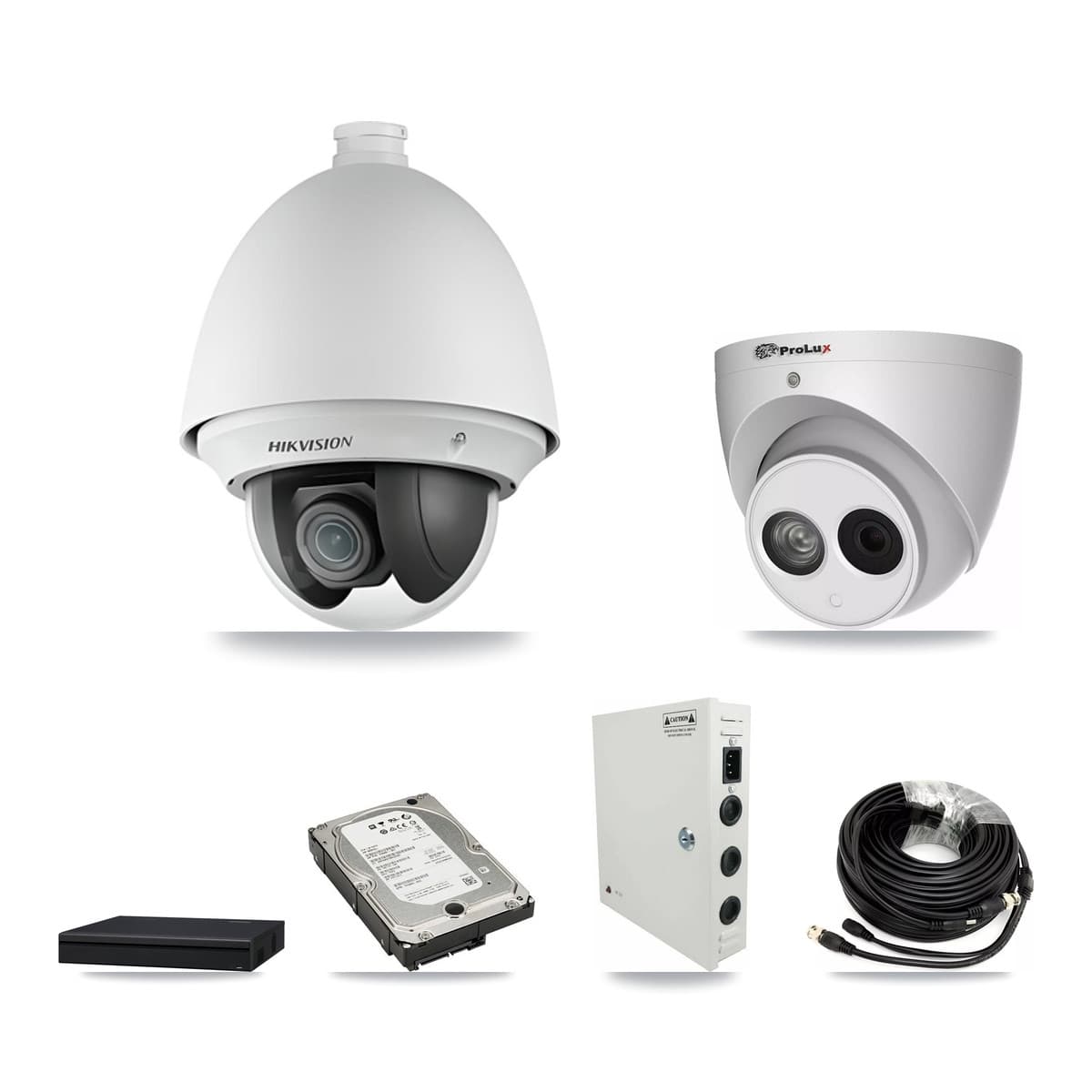 Hikvision & Prolux 8-Channel 2MP – 4MP CCTV Kit — 6 2MP PTZ + 1 4MP Turret Cameras + 5TB Recording (XVR-3108AD Recorder)
