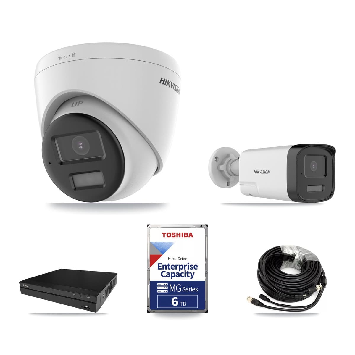 Hikvision & Prolux 8-Channel 5MP – 4K CCTV Kit — 1 DS-2CE17K0T 5MP Bullet + 2 DS-2CE78U0T 4K Turret Cameras + 6TB Recording - Image 1