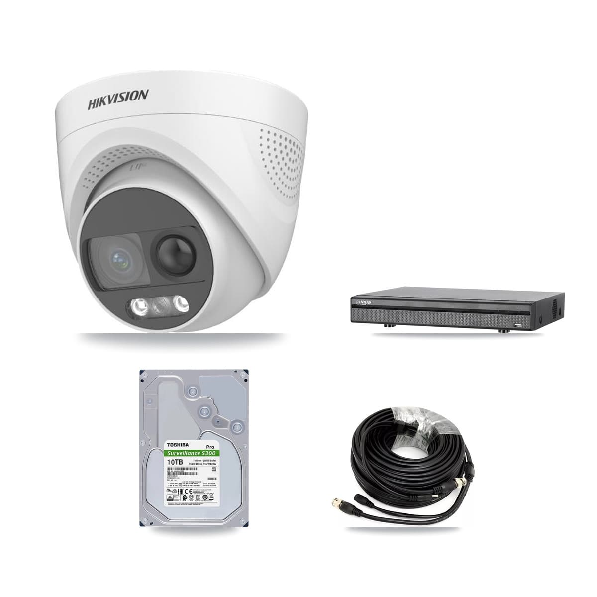 Hikvision & Dahua 8-Channel 5MP CCTV Kit — 7 DS-2CE72KF3T Turret Cameras + 10TB Recording (DH-XVR5108H Recorder) - Image 1