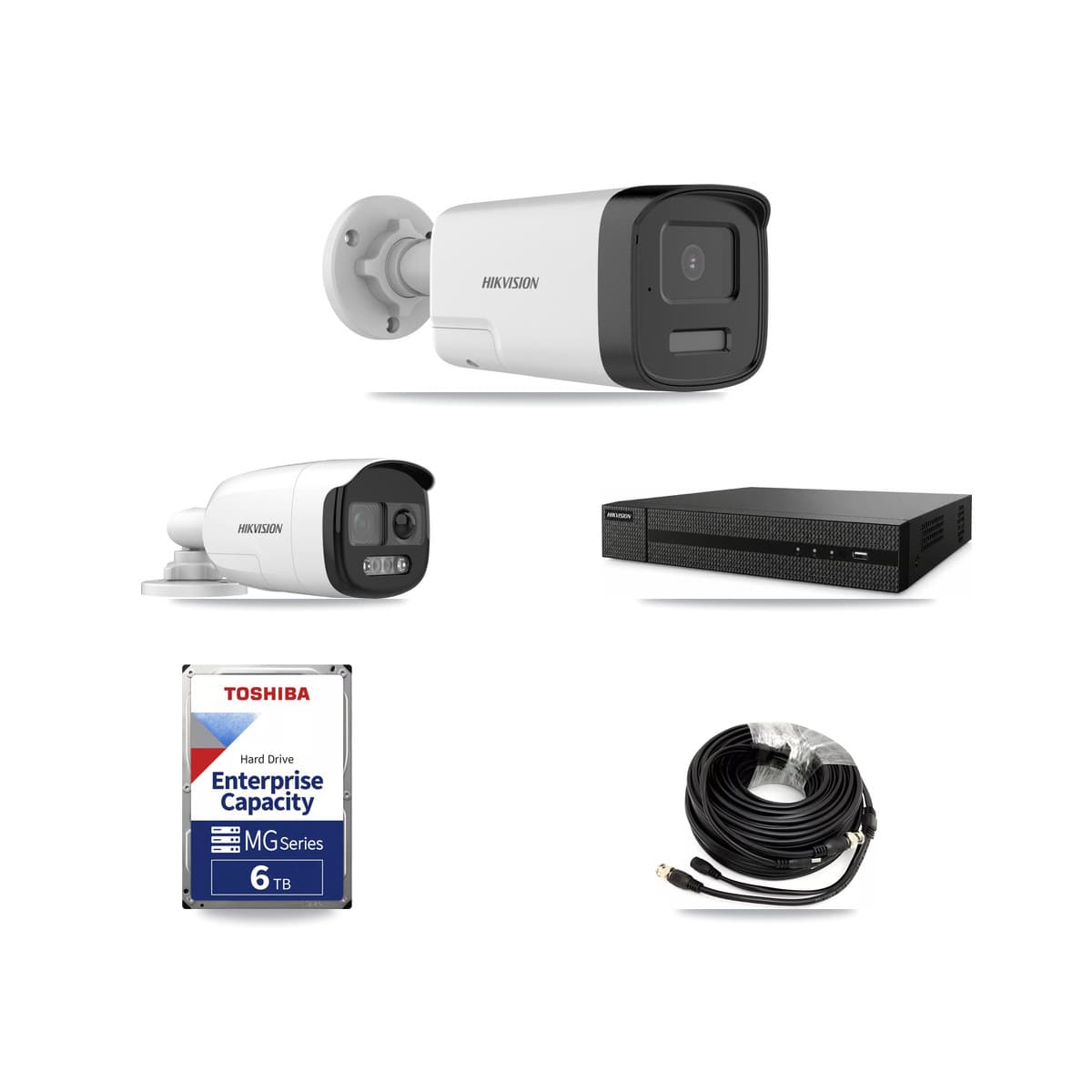 Hikvision 8-Channel 5MP CCTV Kit — 1 DS-2CE12KF3T + 2 DS-2CE17K0T Bullet Cameras + 6TB Recording