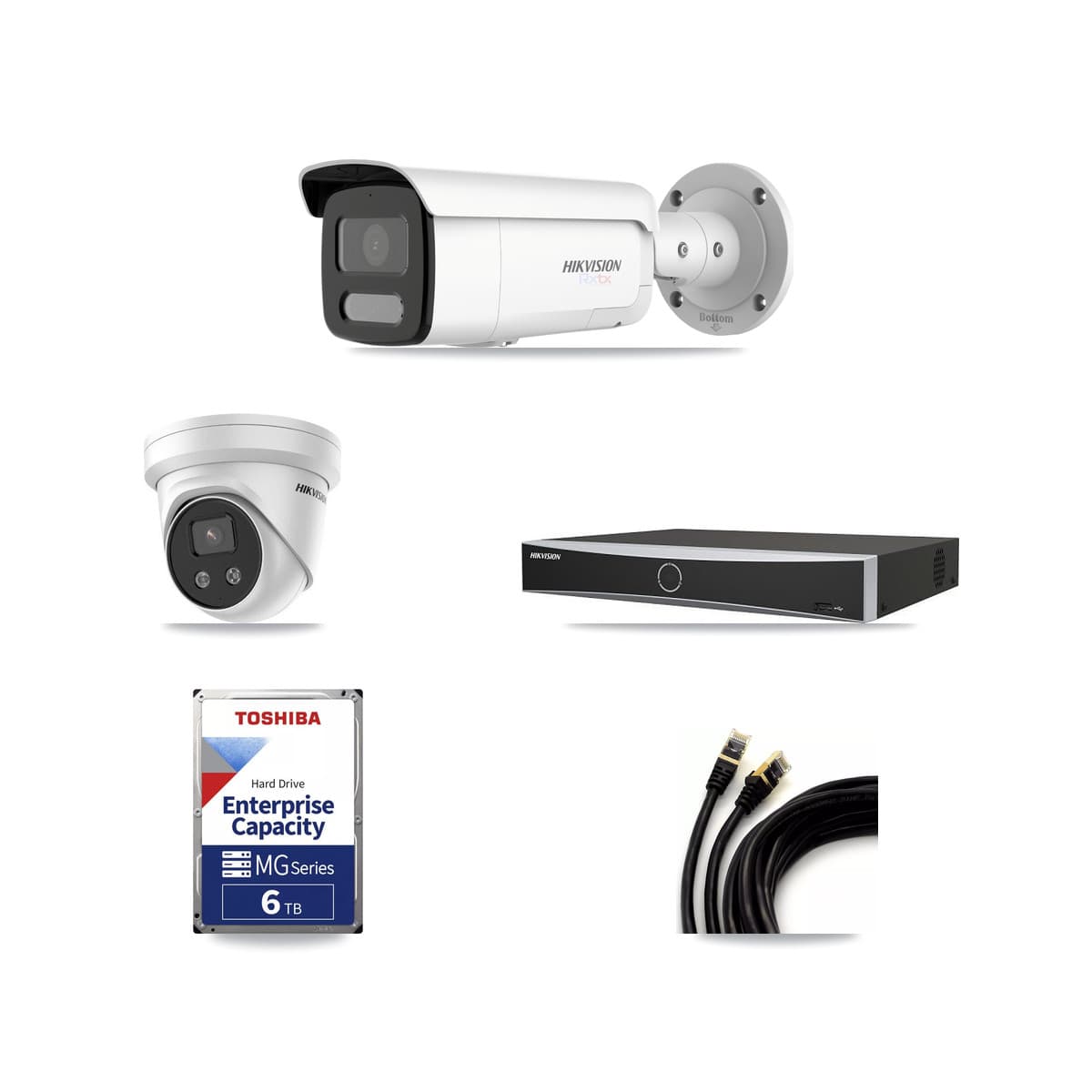 Hikvision 4-Channel 5MP – 4K CCTV Kit — 2 4K Bullet + 1 5MP Turret Cameras + 6TB Recording