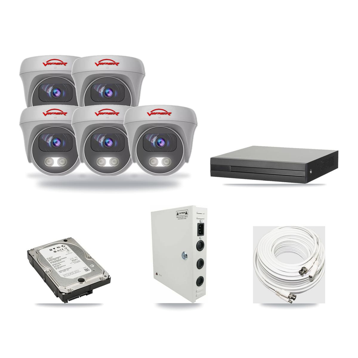 8-channel CCTV kit: 5 cameras (5× 5MP Camera), 5TB hard drive