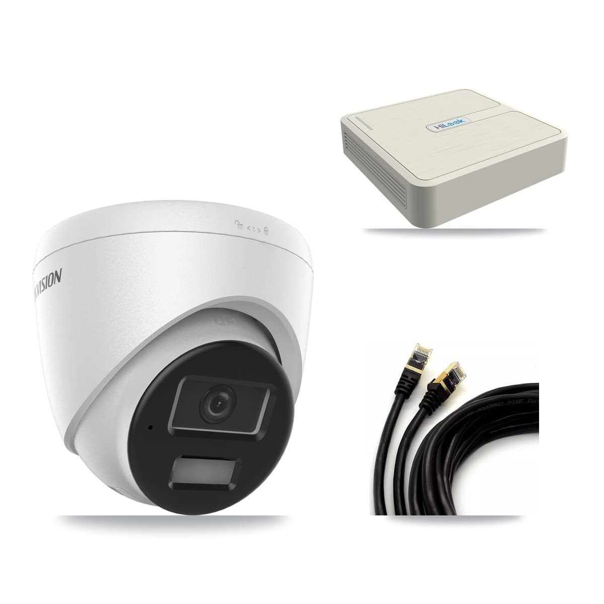 Hikvision & HiLook 8-Channel 4MP CCTV Kit — 6 DS-2CD1343G2 Turret Cameras + 3TB Recording (NVR-108H-D Recorder)