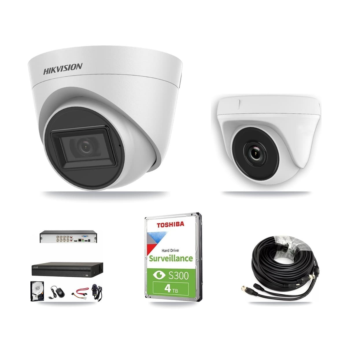 Hikvision & Dahua 8-Channel 2MP – 5MP CCTV Kit — 2 White 5MP Turret + 1 White 2MP Dome Cameras + 4TB Recording