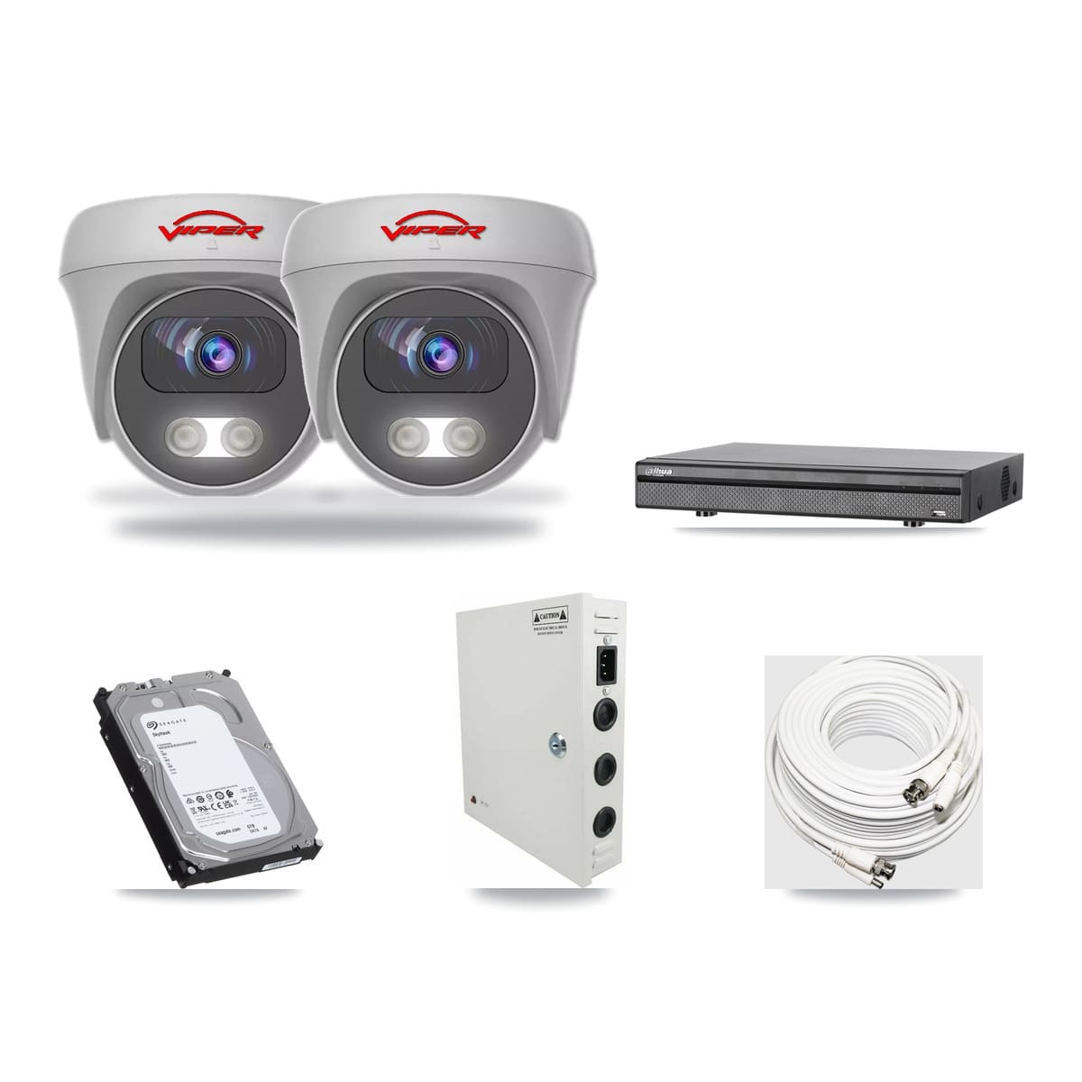 Dahua 8-channel CCTV kit: 2 cameras (2× 5MP Camera), 6TB hard drive