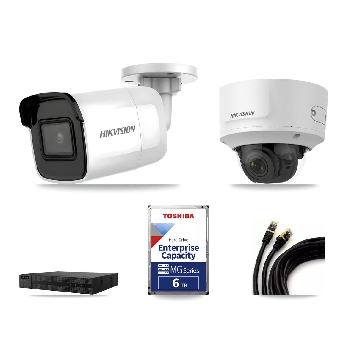 Hikvision & HiLook 8-Channel 2MP – 4K CCTV Kit — 4 4K Bullet + 1 2MP Dome Cameras + 6TB Recording - Image 1