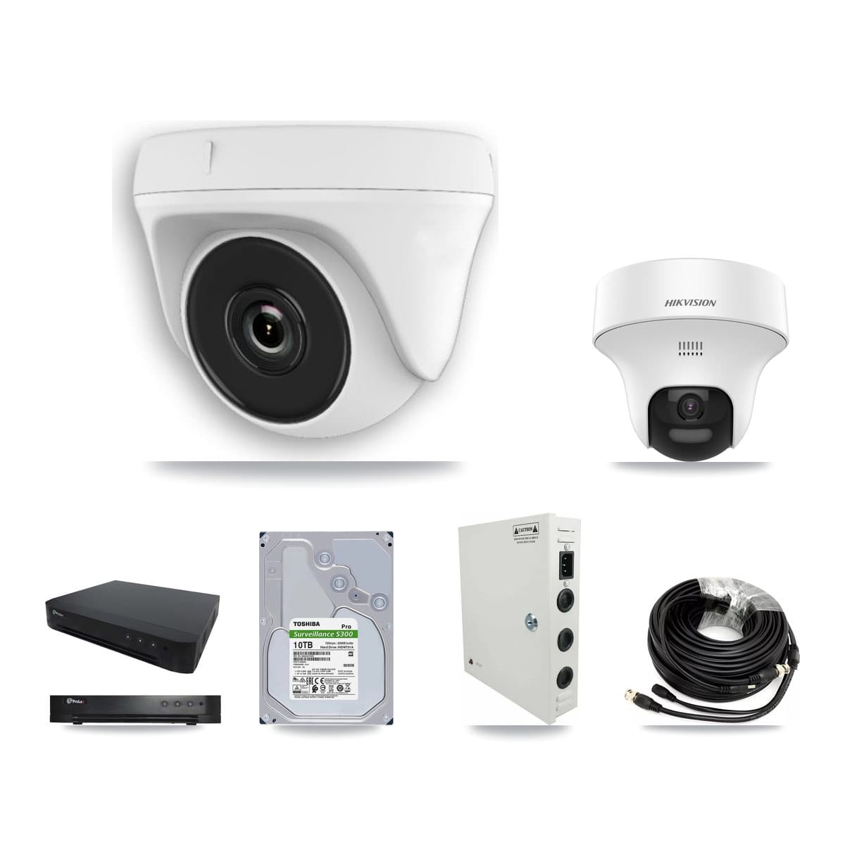 Hikvision & Prolux 16-Channel 2MP – 5MP CCTV Kit — 1 DS-2CE70K0T 5MP Turret + 15 White HDT-2MP-N20W 2MP Dome Cameras + 10TB Recording - Image 1