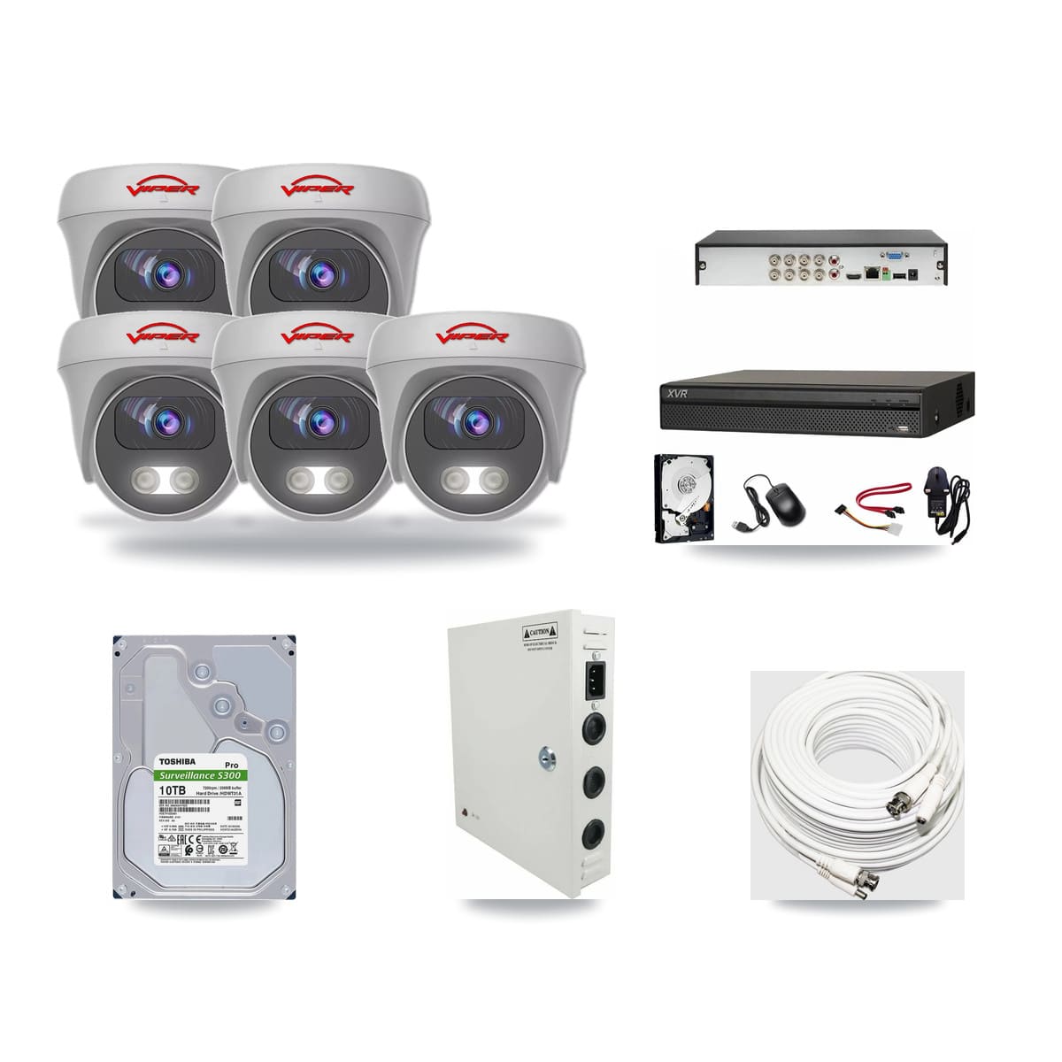 Dahua 8-channel CCTV kit: 5 cameras (5× 5MP Camera), 10TB hard drive