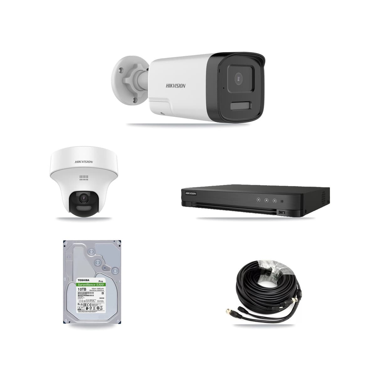 Hikvision 8-Channel 5MP CCTV Kit — 4 DS-2CE17K0T Bullet + 4 DS-2CE70K0T Turret Cameras + 10TB Recording (IDS-7208HQHI Recorder)