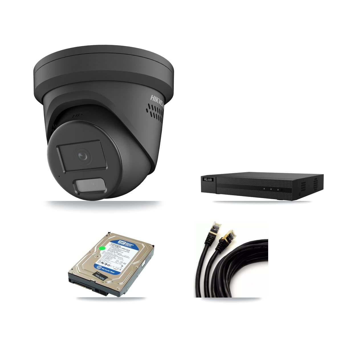 Hikvision & HiLook 8-Channel 4MP CCTV Kit — 1 Black Turret Camera + 500GB Recording (NVR-108MH-D Recorder)