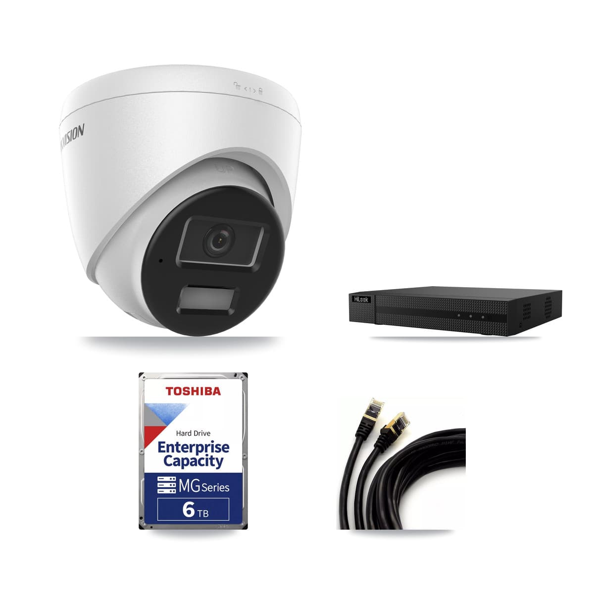 Hikvision & HiLook 8-Channel 4MP CCTV Kit — 8 DS-2CD1343G2 Turret Cameras + 6TB Recording (NVR-108MH-D Recorder) - Image 1