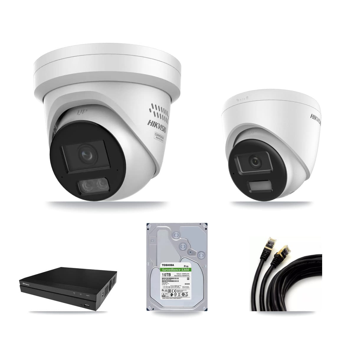 Hikvision & Prolux 8-Channel 4MP – 4K CCTV Kit — 1 DS-2CD1383G2-LIU 4K + 6 DS-2CD2347G3-LIS2UY/SL 4MP Turret Cameras + 10TB Recording (PXN-2108HS-8P-4K Recorder) - Image 1