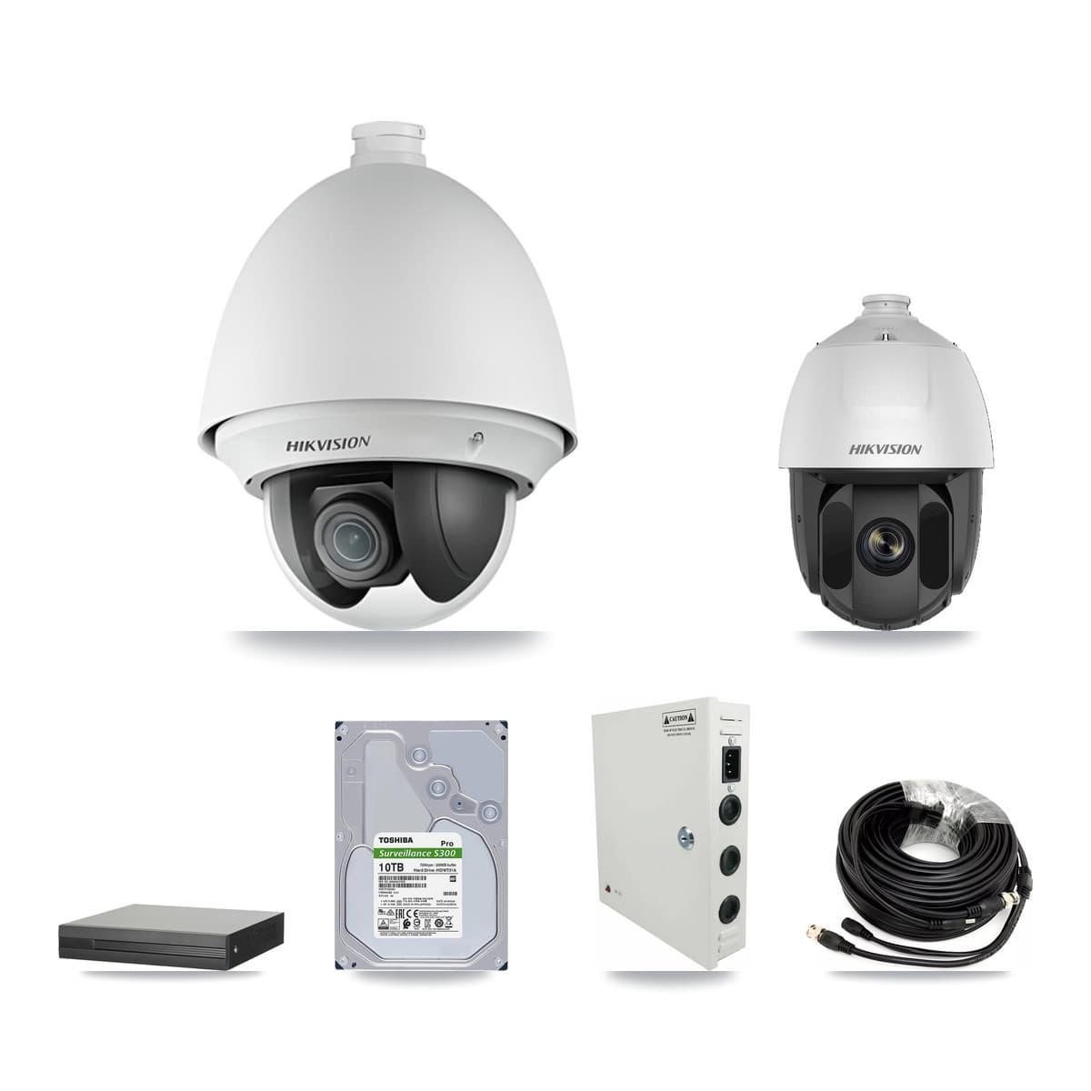 Hikvision 16-Channel 2MP CCTV Kit — 13 DS-2AE4225T + 1 DS-2AE5225TI PTZ Cameras + 10TB Recording (XVR-3116HS Recorder)
