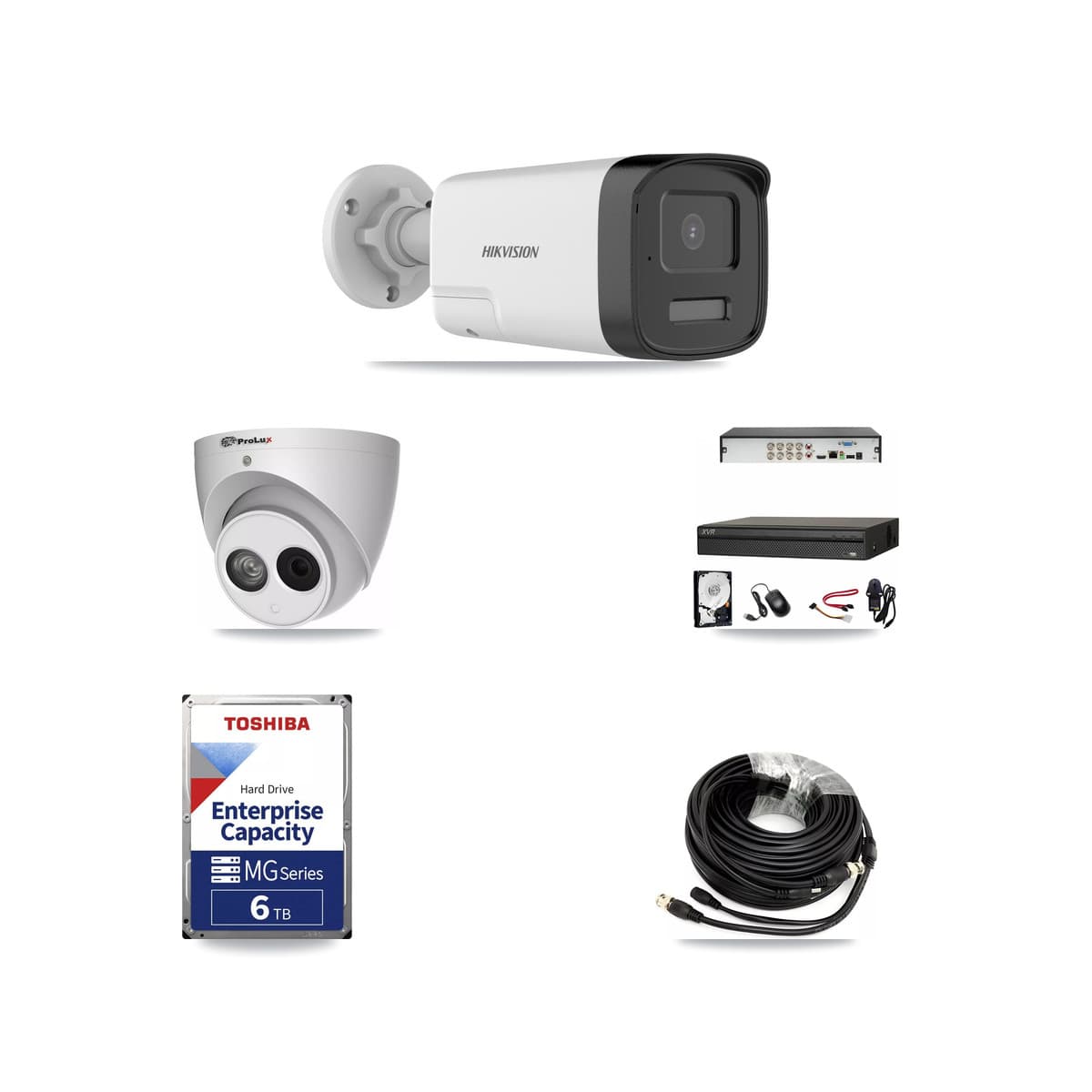8-Channel 4MP – 5MP CCTV Kit — 4 DS-2CE17K0T 5MP Bullet + 1 PXC-612C4W-A 4MP Turret Cameras + 6TB Recording (XVR-3108AD Recorder) - Image 1