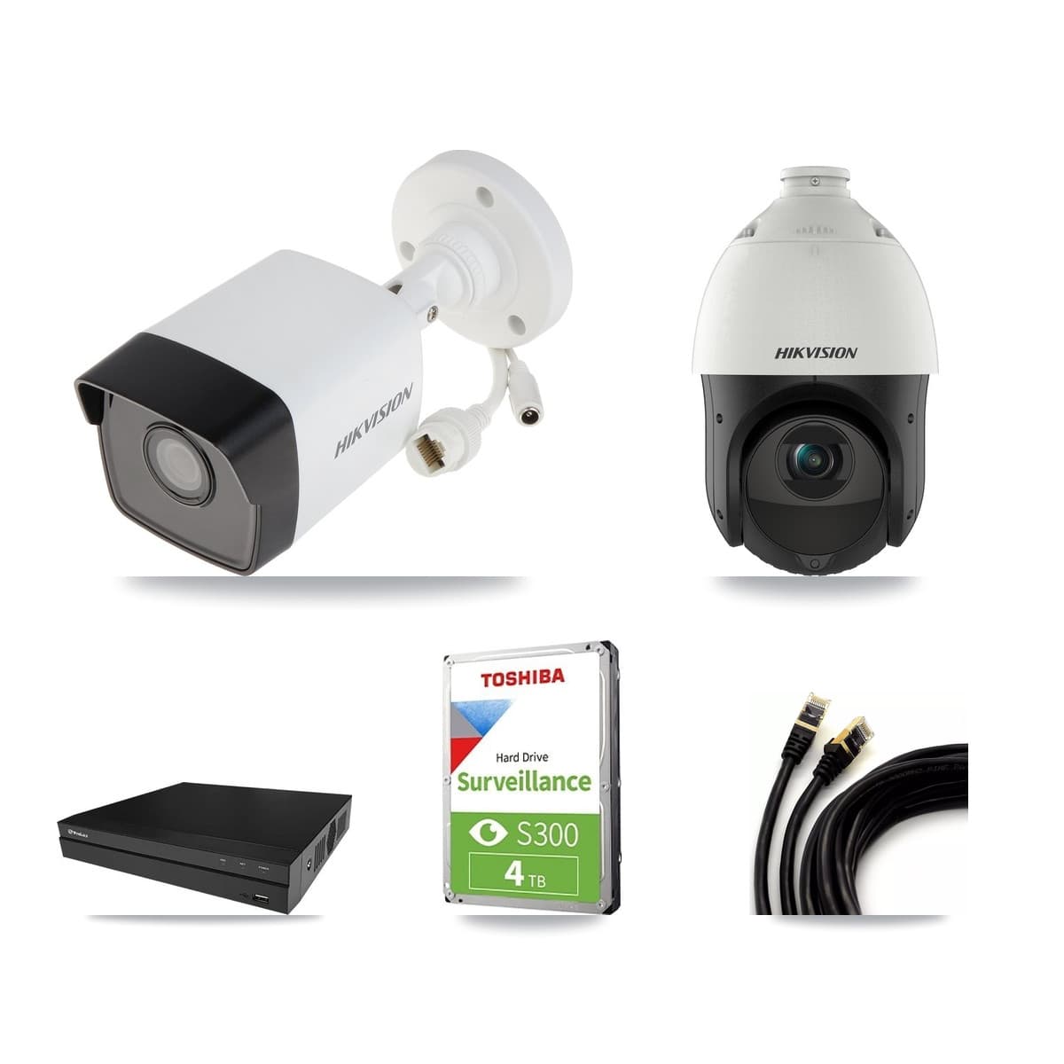 Hikvision & Prolux 8-Channel 4MP – 5MP CCTV Kit — 2 5MP Bullet + 1 4MP PTZ Cameras + 4TB Recording - Image 1