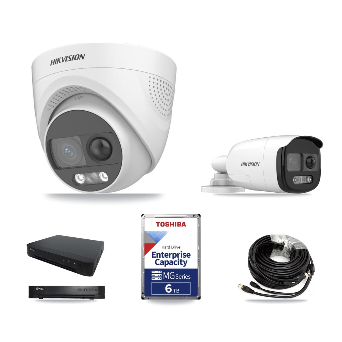 Hikvision & Prolux 16-Channel 5MP CCTV Kit — 1 DS-2CE12KF3T Bullet + 4 DS-2CE72KF3T Turret Cameras + 6TB Recording - Image 1