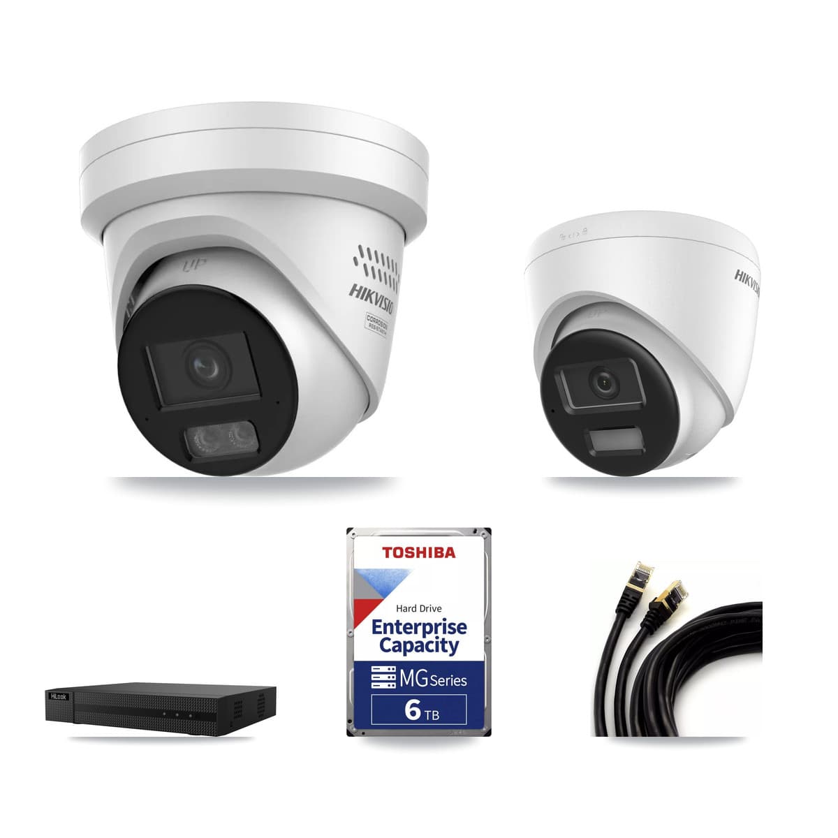 Hikvision & HiLook 8-Channel 4MP – 4K CCTV Kit — 1 DS-2CD1383G2-LIUF/SL 4K + 3 DS-2CD2347G3-LIS2UY/SL 4MP Turret Cameras + 6TB Recording (NVR-108MH-D/8P Recorder) - Image 1