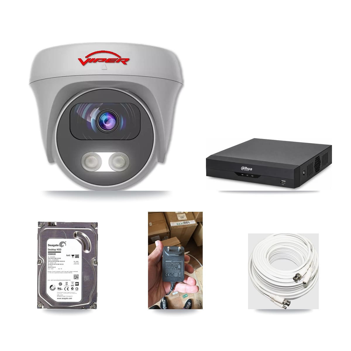 Dahua 4-channel CCTV kit: 1 camera (1× 5MP Camera), 2TB hard drive