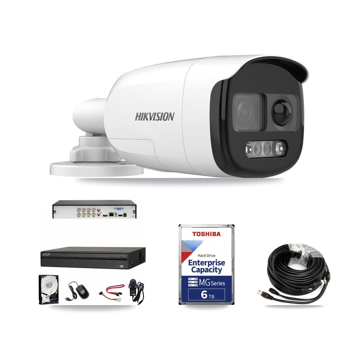 Hikvision & Dahua 8-Channel 5MP CCTV Kit — 2 DS-2CE12KF3T Bullet Cameras + 6TB Recording - Image 1