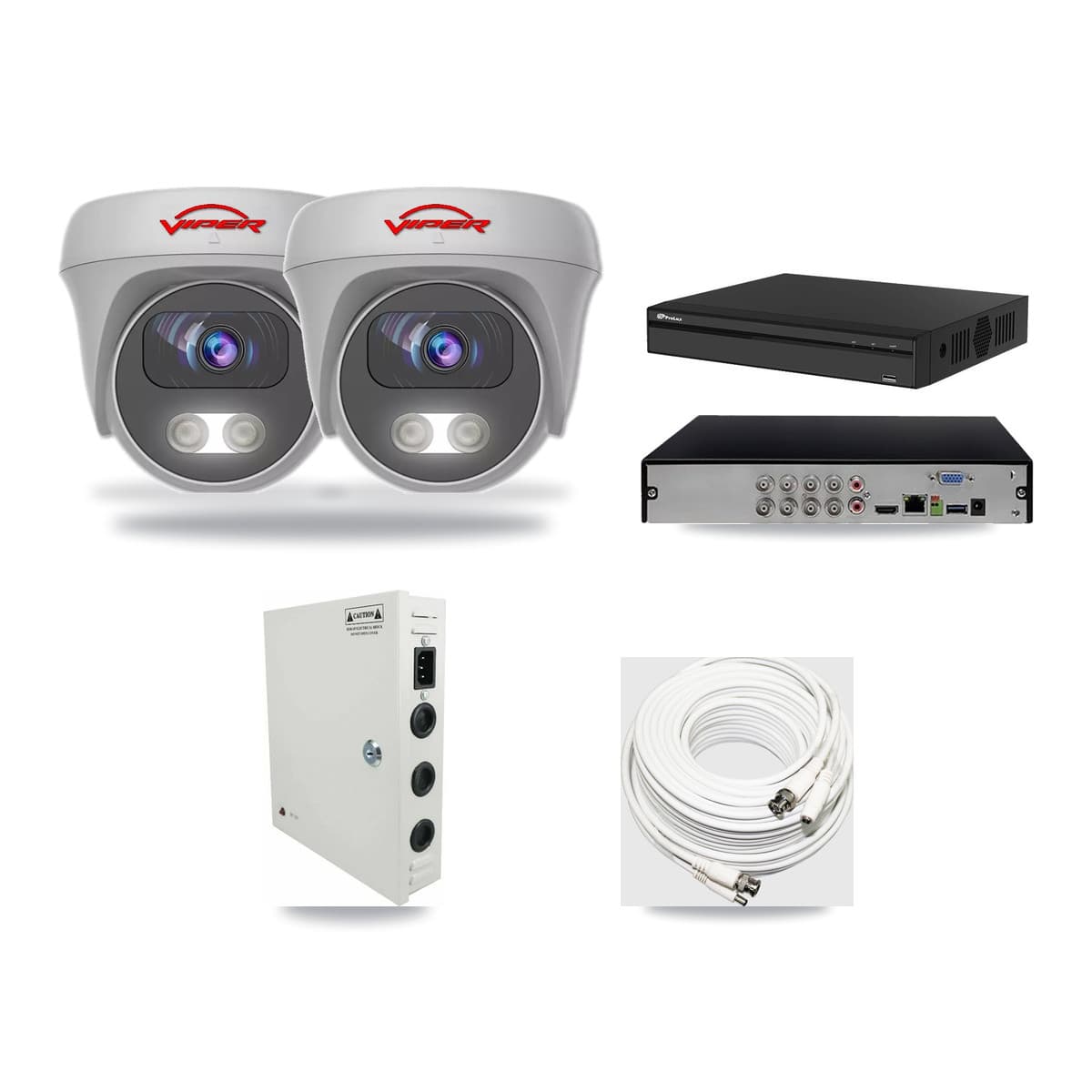 Viper & Prolux 8-Channel 5MP CCTV Kit — 2 White Cameras + 3TB Recording (PXD-5108HS Recorder) - Image 1