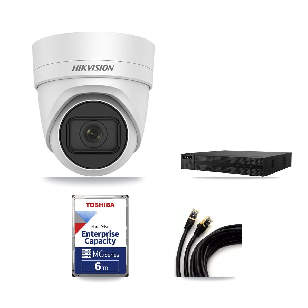 Hikvision & HiLook 8-Channel 4K CCTV Kit — 7 DS-2CD2H83G0 Turret Cameras + 6TB Recording - Image 1