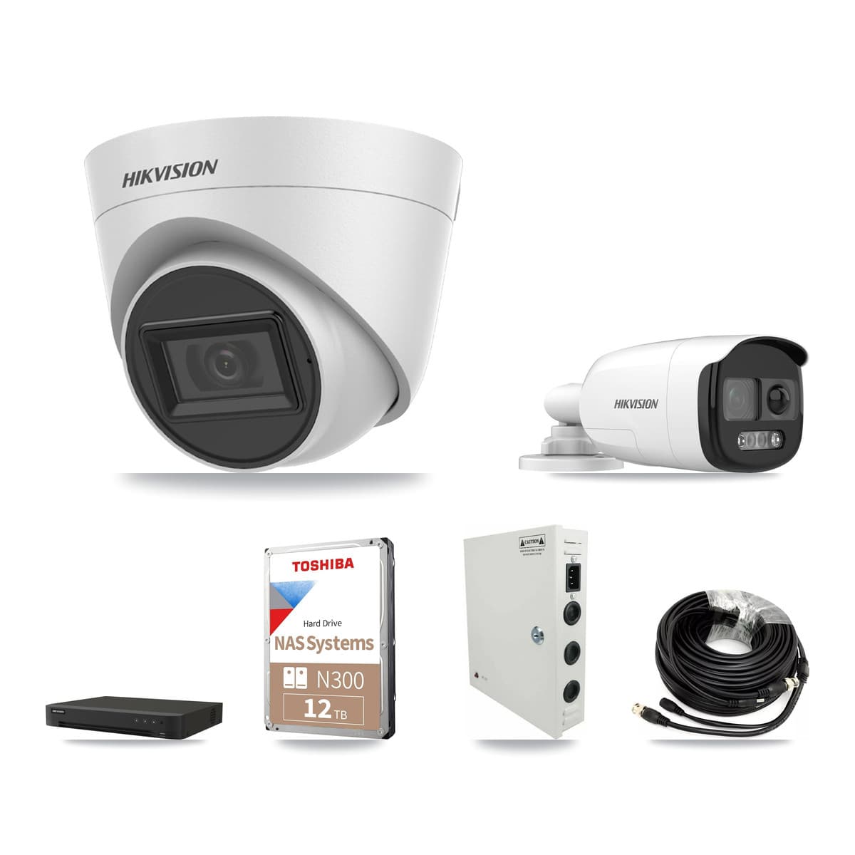 Hikvision 16-Channel 5MP CCTV Kit — 3 Bullet + 8 White Turret Cameras + 12TB Recording