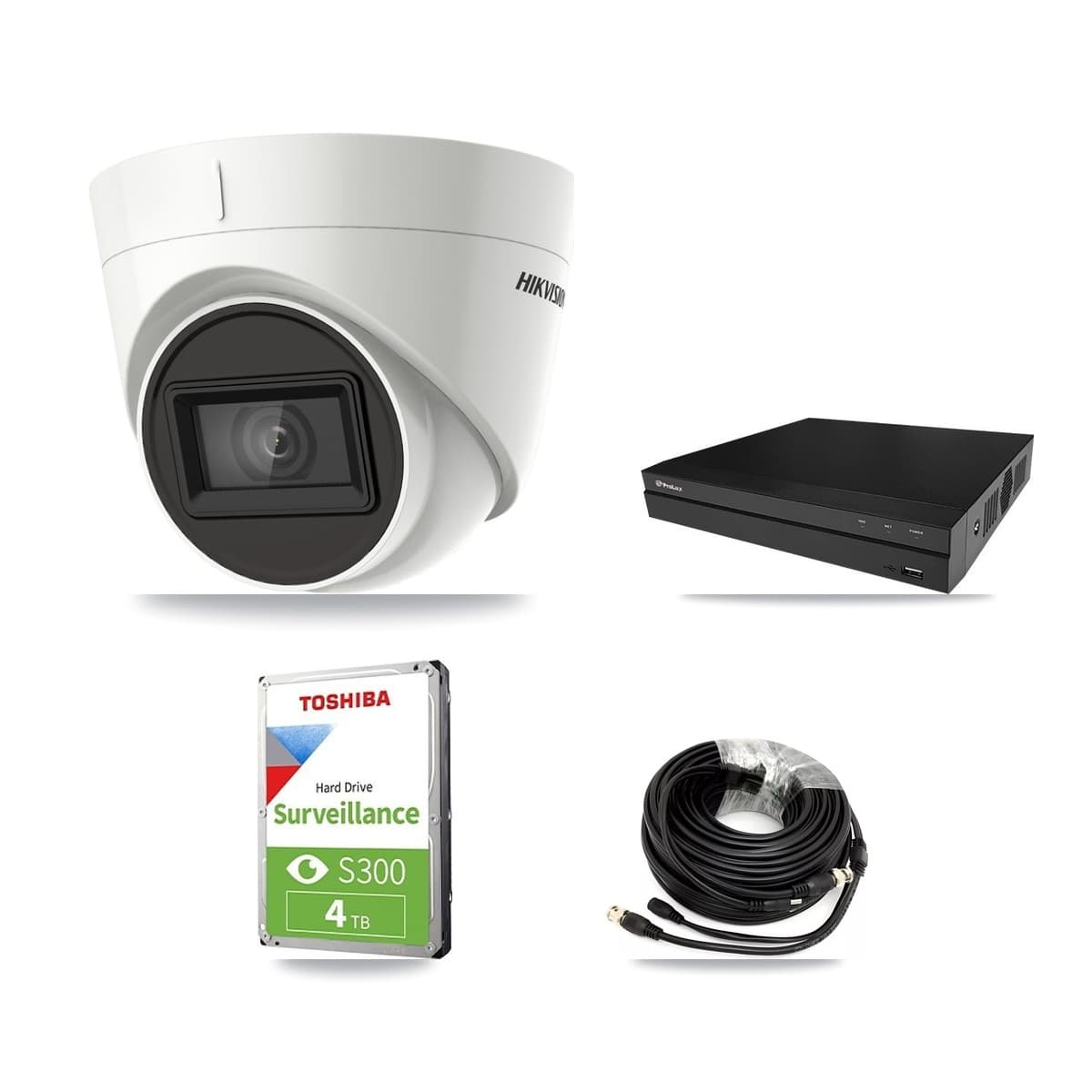 Hikvision & Prolux 8-Channel 4K CCTV Kit — 4 Turret Cameras + 4TB Recording (PXD-5208AN Recorder) - Image 1