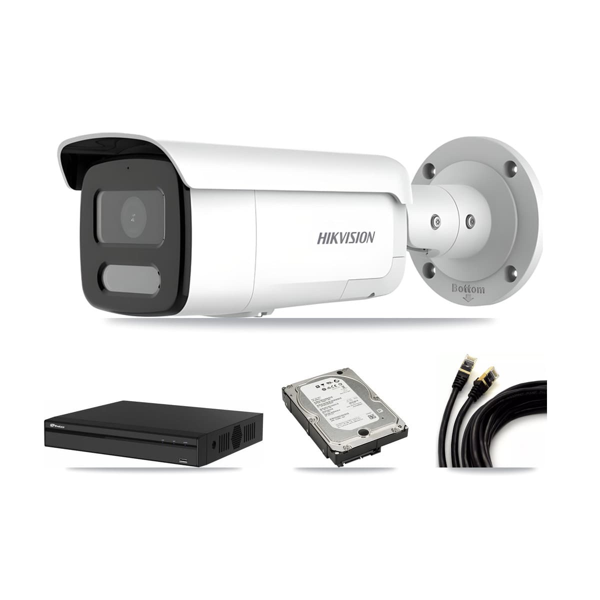 Hikvision & Prolux 4-Channel 4MP – 4K CCTV Kit — 2 4MP + 1 4K Bullet Cameras + 5TB Recording