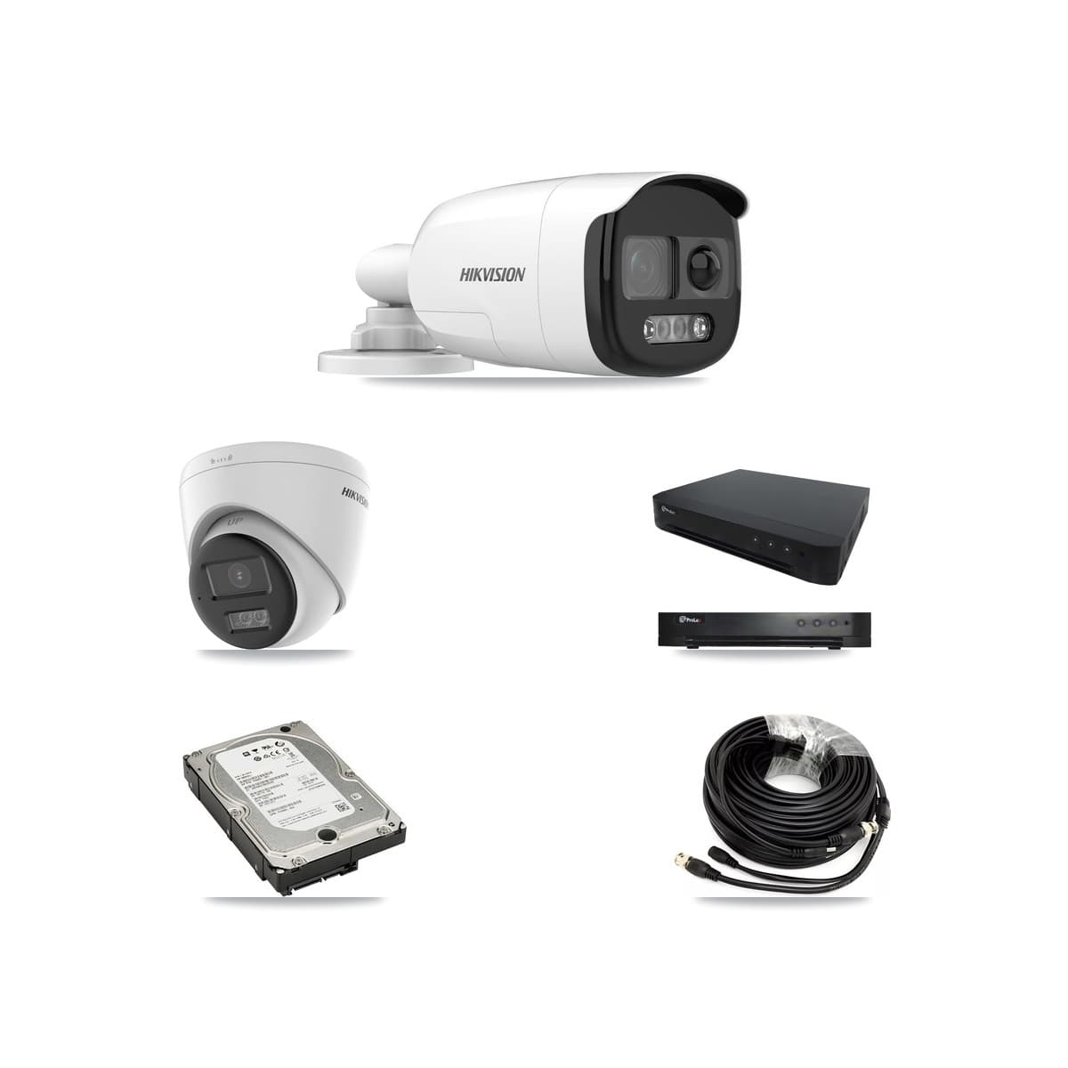 Hikvision & Prolux 16-Channel 5MP CCTV Kit — 2 DS-2CE12KF3T Bullet + 2 DS-2CE78K0T Turret Cameras + 5TB Recording - Image 1
