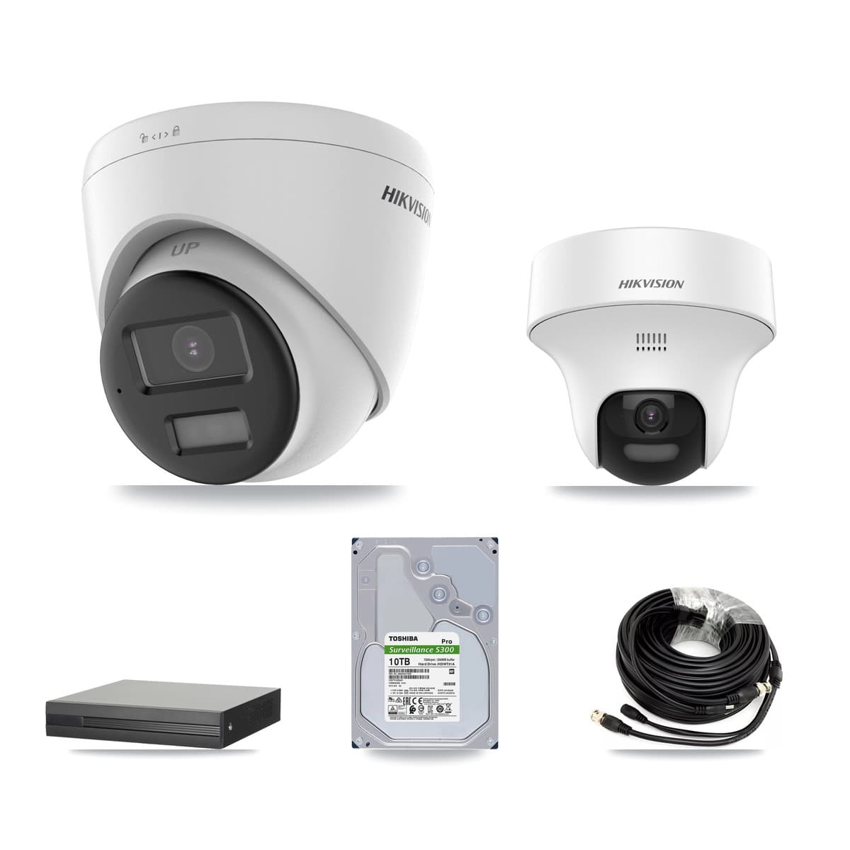 Hikvision 8-Channel 5MP CCTV Kit — 2 DS-2CE70K0T-PTLTS + 6 DS-2CE78K0T-LPTS Turret Cameras + 10TB Recording (XVR-3108HS-5MP-LITE Recorder) - Image 1