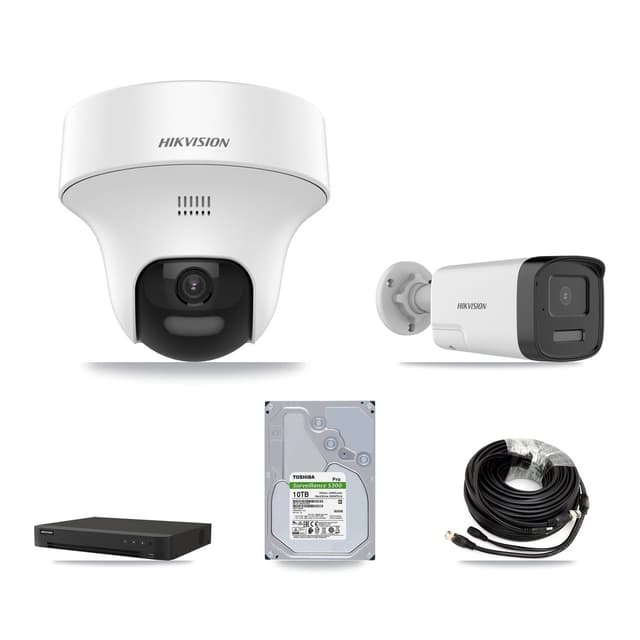 Hikvision 16-Channel 5MP CCTV Kit — 2 DS-2CE17K0T Bullet + 5 DS-2CE70K0T Turret Cameras + 10TB Recording