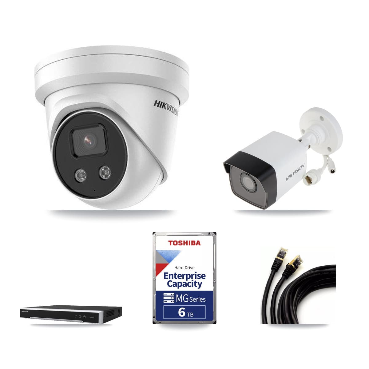 Hikvision 16-Channel 5MP CCTV Kit — 1 DS-2CD1053G0 Bullet + 4 DS-2CD3356G2 Turret Cameras + 6TB Recording - Image 1