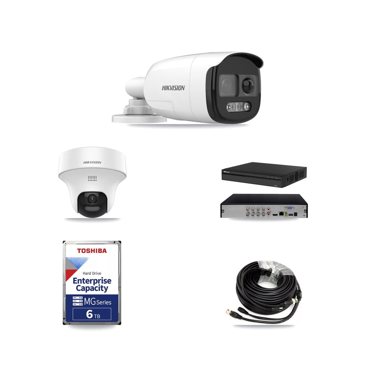 Hikvision & Prolux 8-Channel 5MP CCTV Kit — 4 DS-2CE12KF3T Bullet + 1 DS-2CE70K0T Turret Cameras + 6TB Recording - Image 1