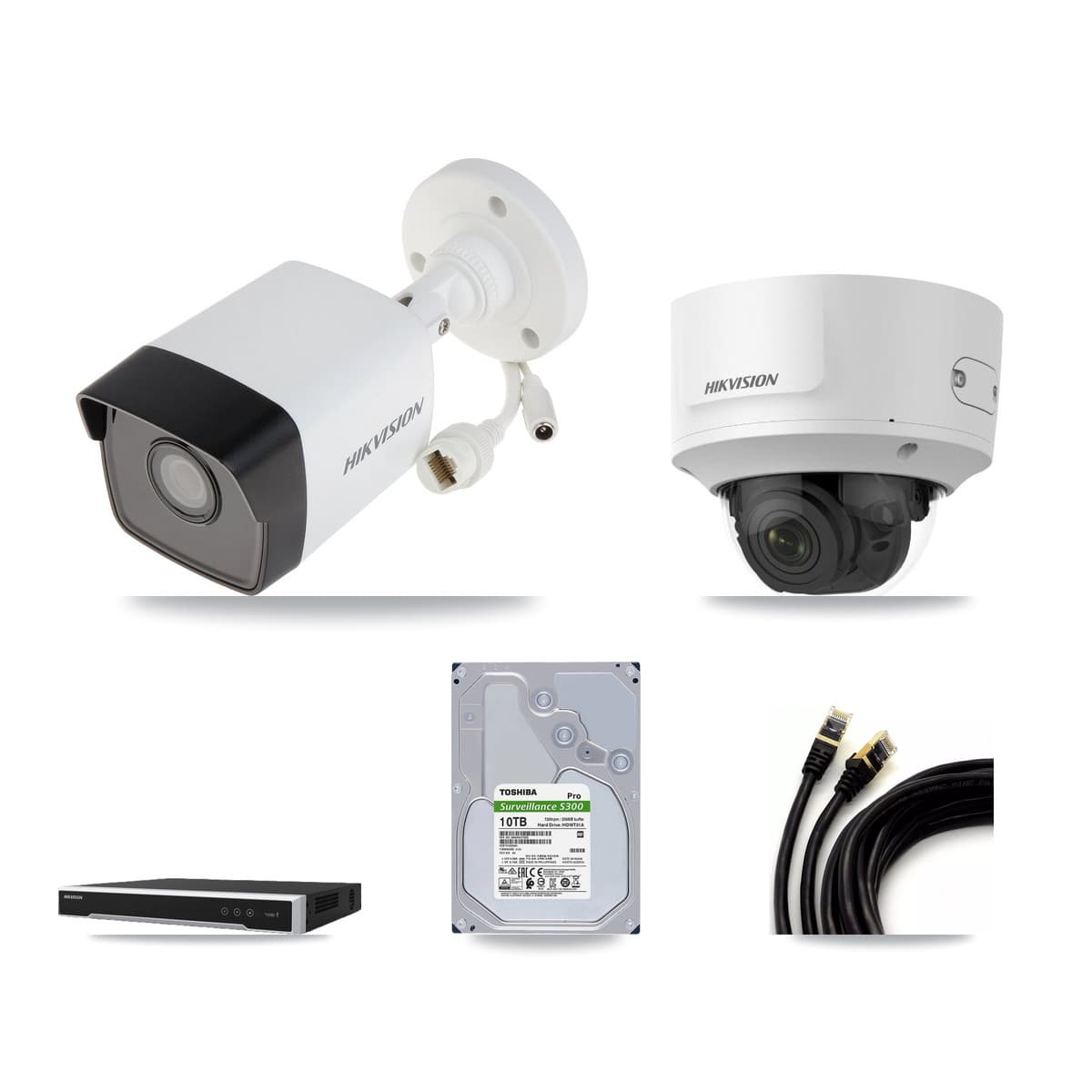 Hikvision 8-Channel 2MP – 5MP CCTV Kit — 7 5MP Bullet + 1 2MP Dome Cameras + 10TB Recording