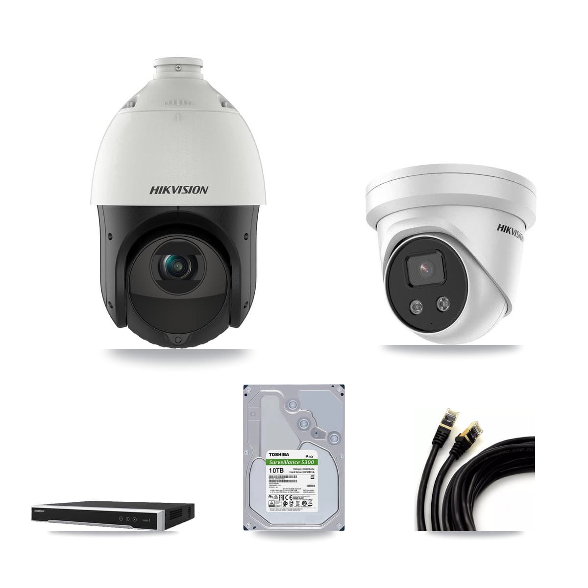 Hikvision 16-Channel 4MP – 5MP CCTV Kit — 5 5MP Turret + 10 4MP PTZ Cameras + 2× 10TB Recording - Image 1