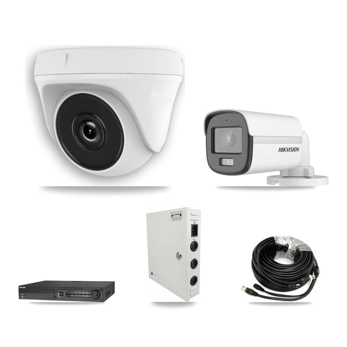 Hikvision 32-Channel 2MP – 5MP CCTV Kit — 1 DS-2CE12KF0T 5MP Bullet + 23 White HDT-2MP-N20W 2MP Dome Cameras + 2× 8TB Recording (DS-7332HQHI Recorder) - Image 1