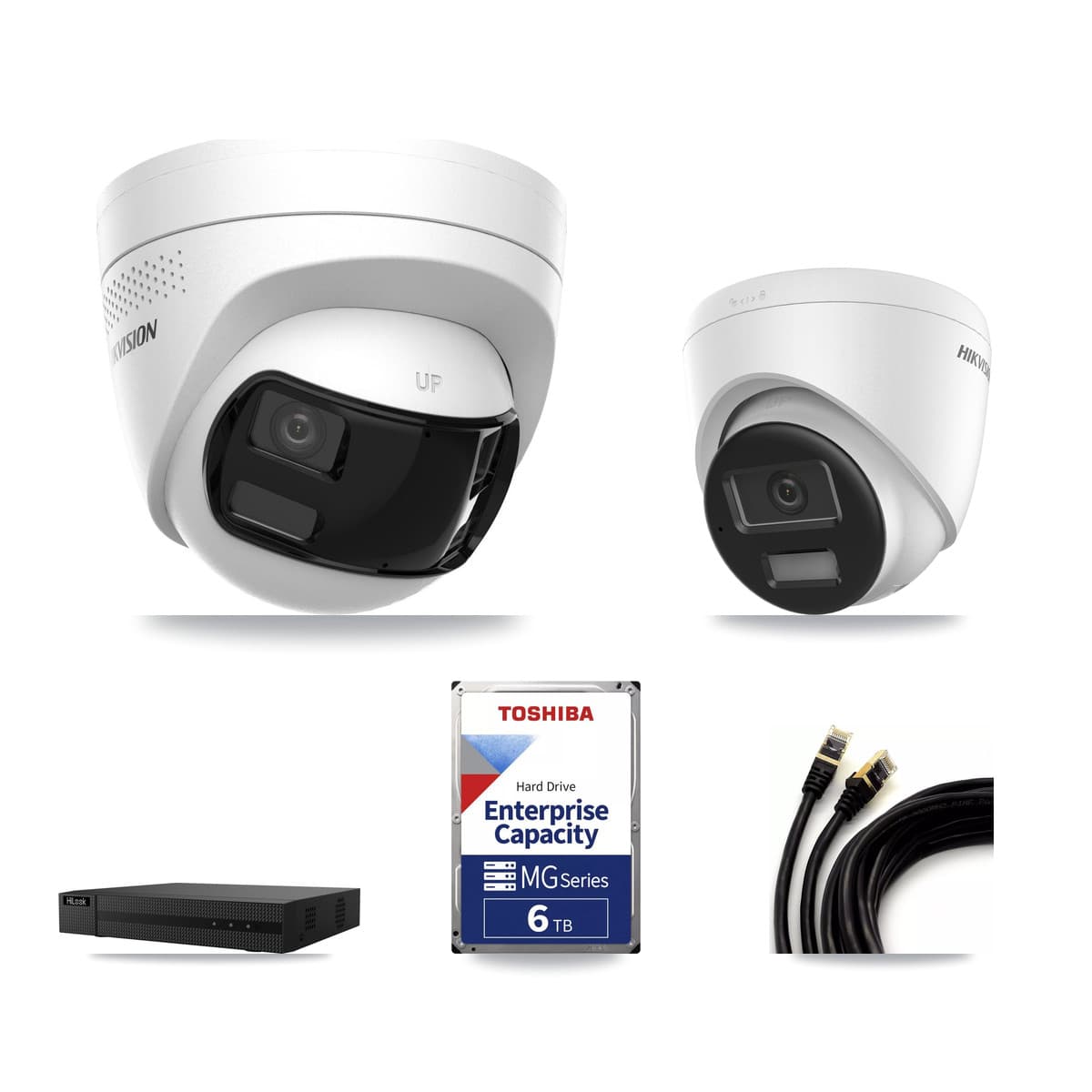 Hikvision & HiLook 8-Channel 4K CCTV Kit — 1 DS-2CD1383G2 + 4 DS-2CD1383G2P Turret Cameras + 6TB Recording - Image 1