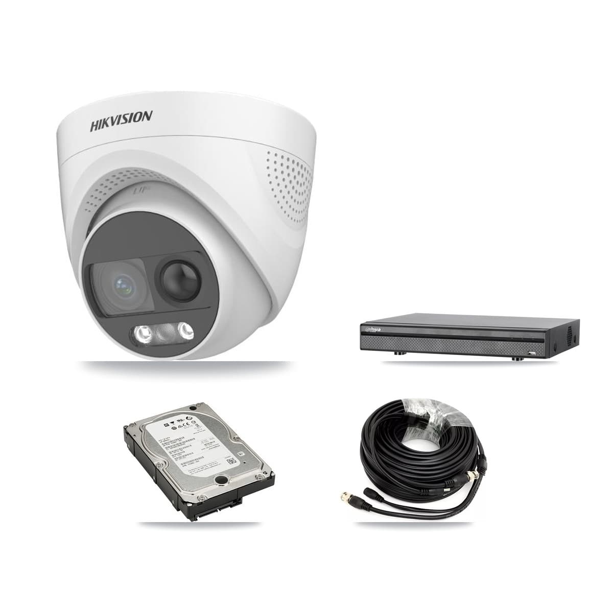 Hikvision & Dahua 8-Channel 5MP CCTV Kit — 4 DS-2CE72KF3T Turret Cameras + 5TB Recording - Image 1