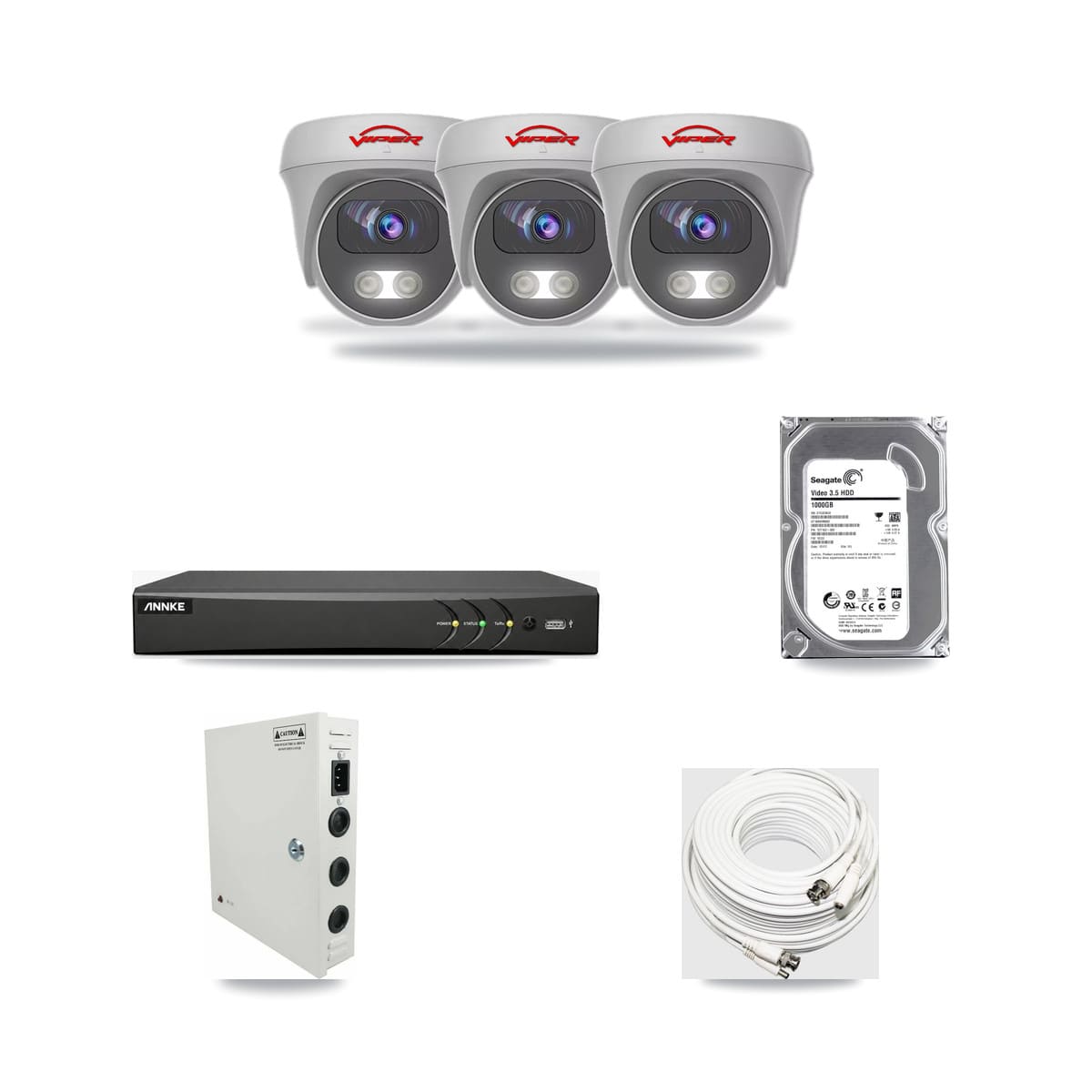 ANNKE 4-channel CCTV kit: 3 cameras (3× 5MP Camera), 1TB hard drive
