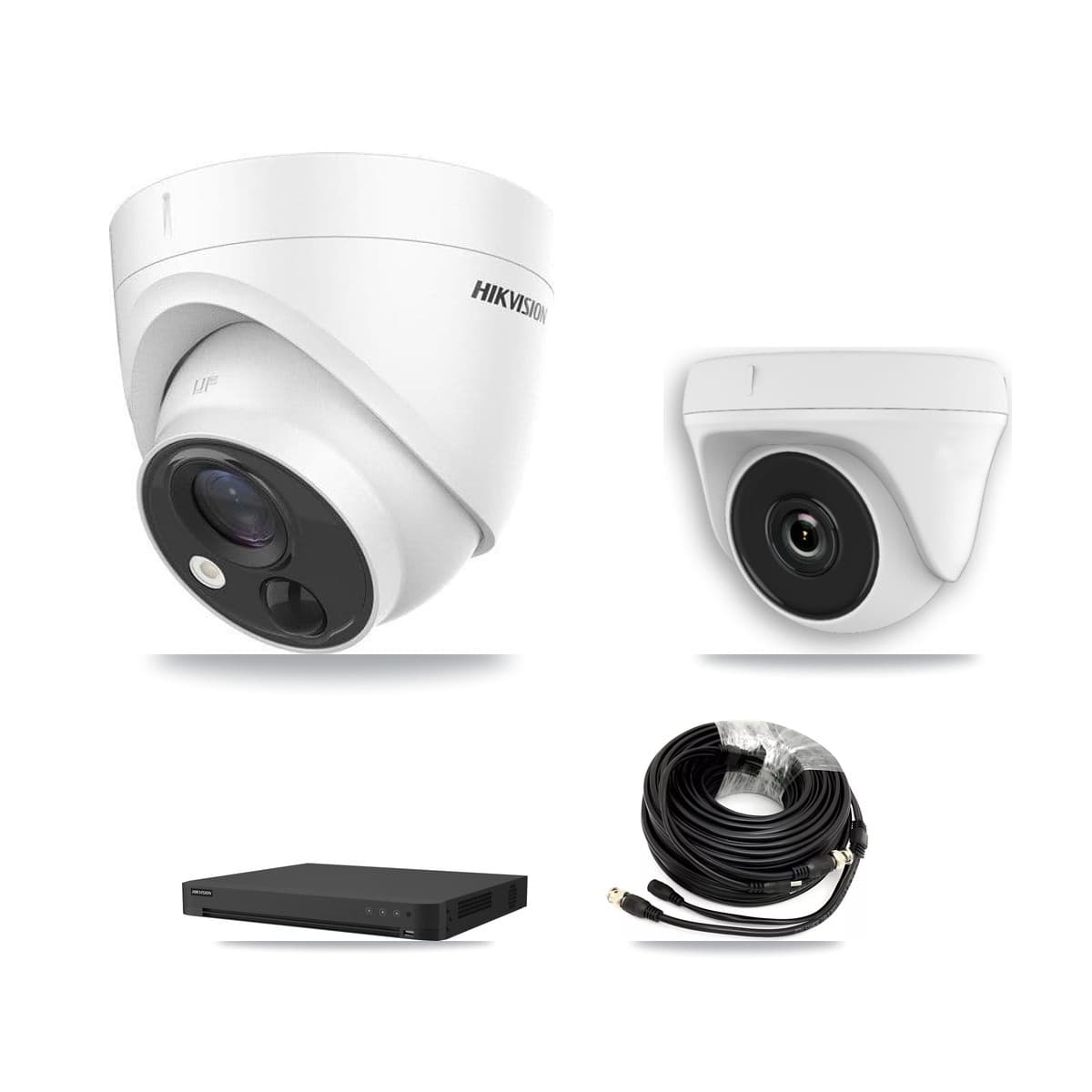 Hikvision 16-Channel 2MP – 5MP CCTV Kit — 4 DS-2CE71H0T 5MP Turret + 4 White HDT-2MP-N20W 2MP Dome Cameras + 8TB Recording (IDS-7216HUHI Recorder) - Image 1